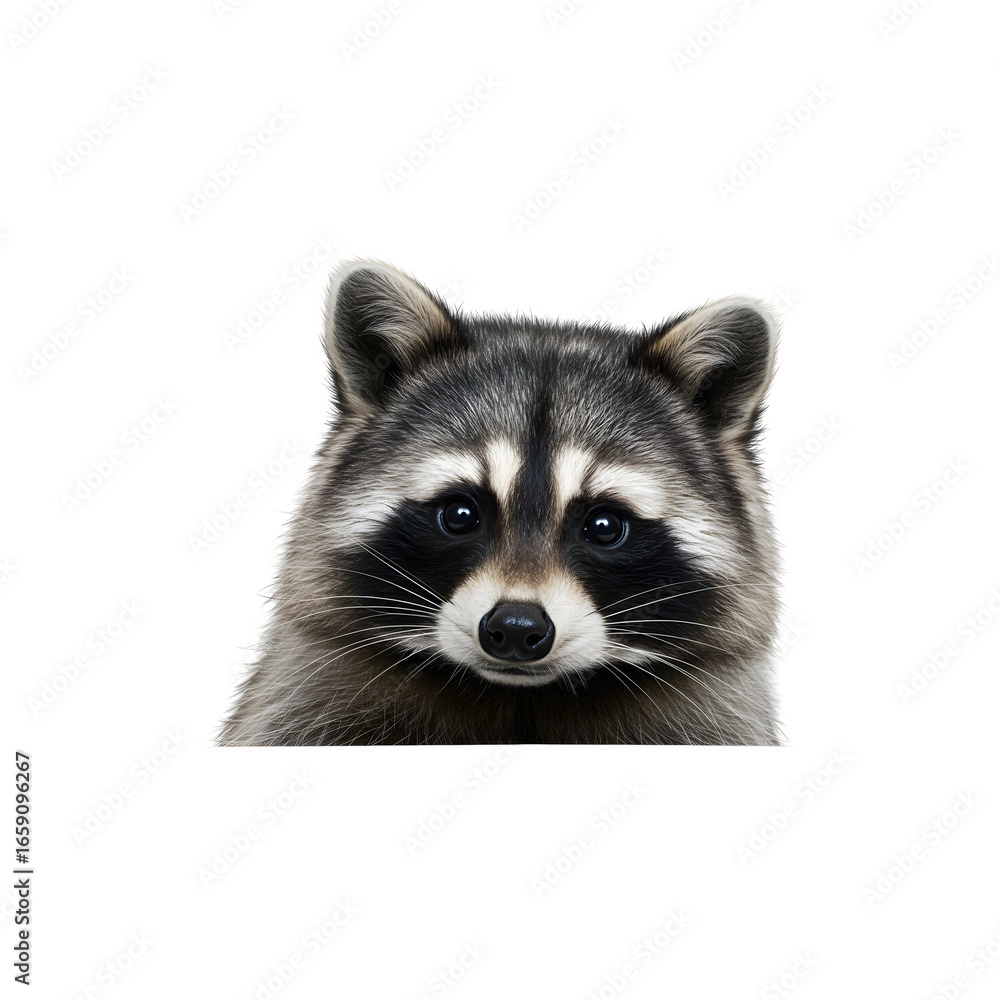Obraz premium Curious raccoon looking directly at camera with cute funny animal expression
