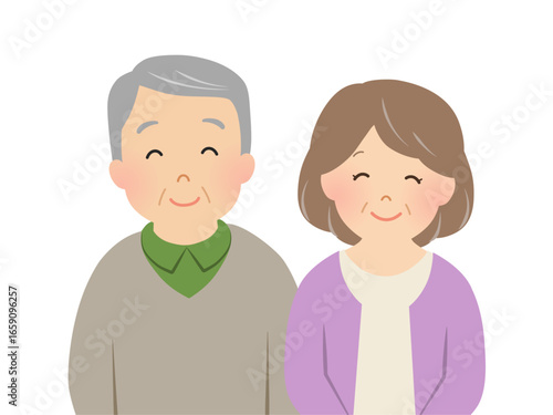笑顔のシニア夫婦_ベクターイラスト