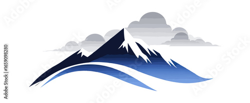 Mountain range cloudscape illustration