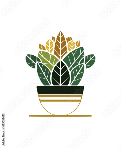 Stylized houseplant in pot illustration design
