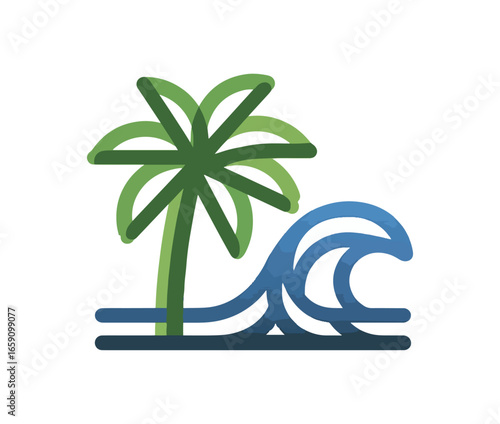 Tropical wave palm tree image graphic
