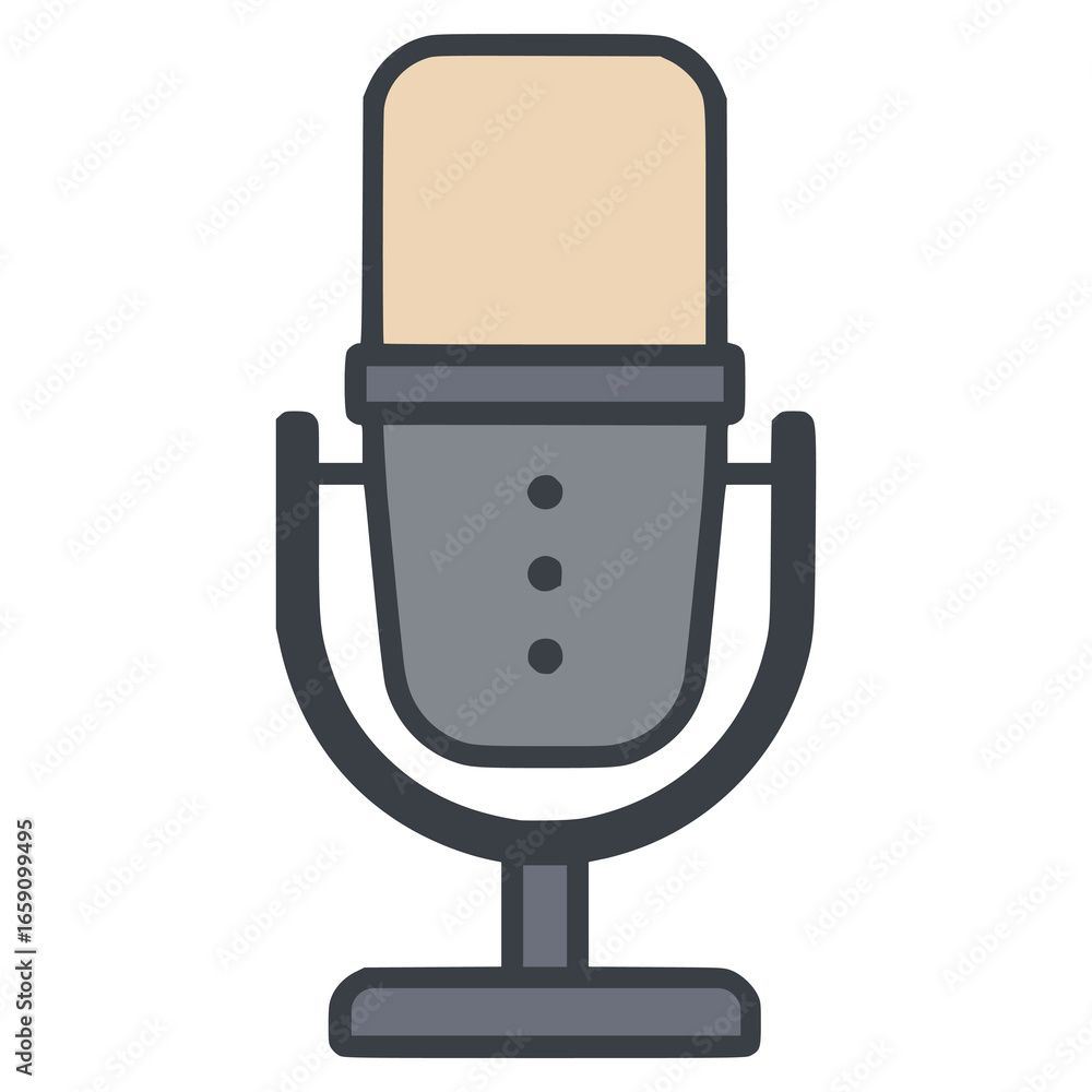 Fototapeta premium condenser microphone technology flat color vector illustration template design