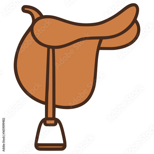 horse riding saddle flat color vector illustration template design
