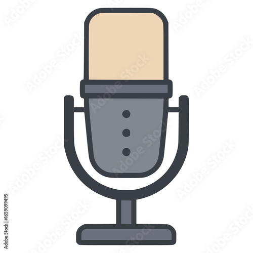 condenser microphone technology flat color vector illustration template design