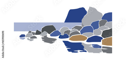 Rocky shoreline illustration