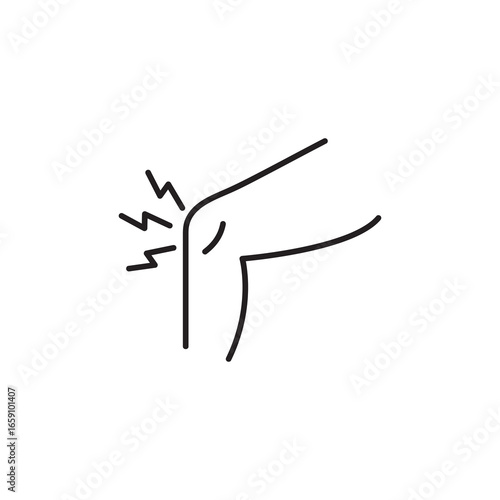Arthritis knee joint pain icon Isolated flat vector linear illustration for web and app..eps