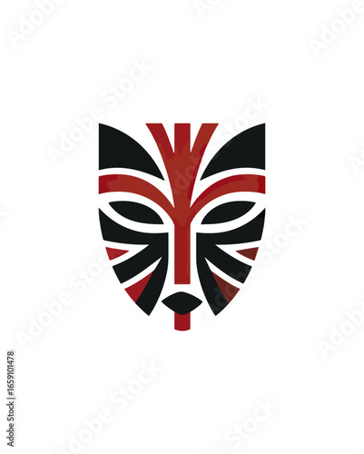 Stylized red and black mask design
