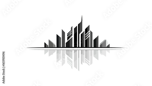 Abstract cityscape illustration with reflection