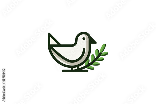 White dove with olive branch peace symbol