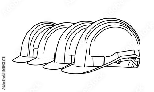 Line Art Vector Eps Hard Hats Construction Safety Gear Workers Protective Headgear