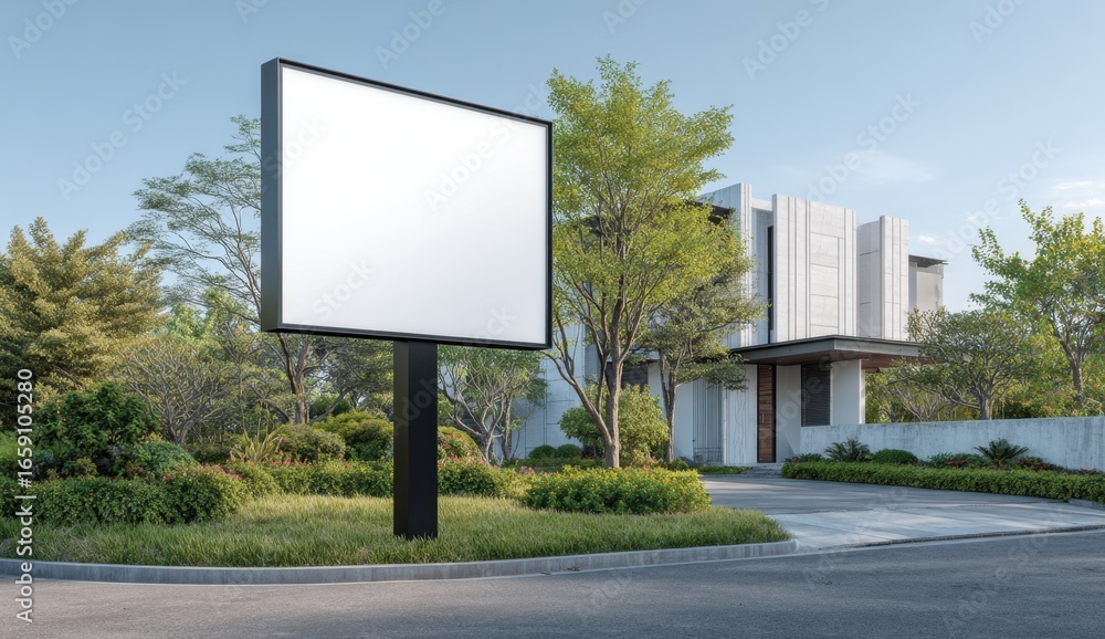 Fototapeta premium Large Empty Outdoor Digital Billboard Signboard in a Modern Urban Environment with Clear Sky