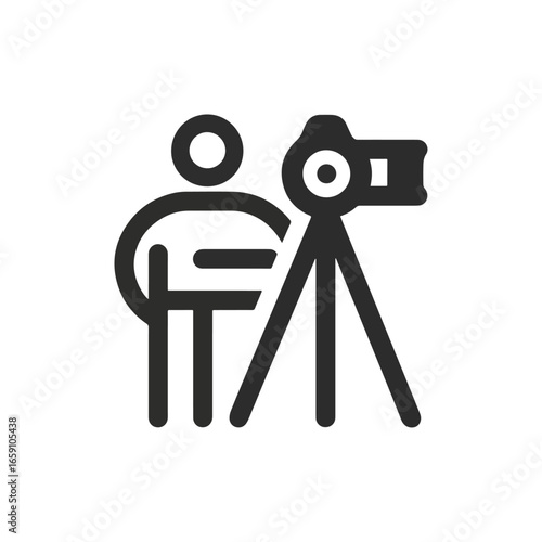 Person with camera on tripod illustration