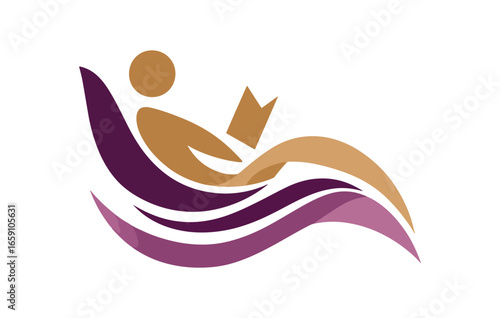 Person relaxing and reading in a symbolic chair illustration