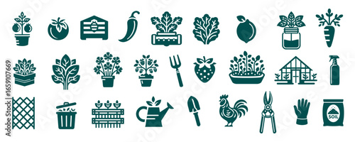 Sustainable Urban Farming Flatten Iconography Set Vector by AZ for UI/UX, Books, Design and Decoration Asset