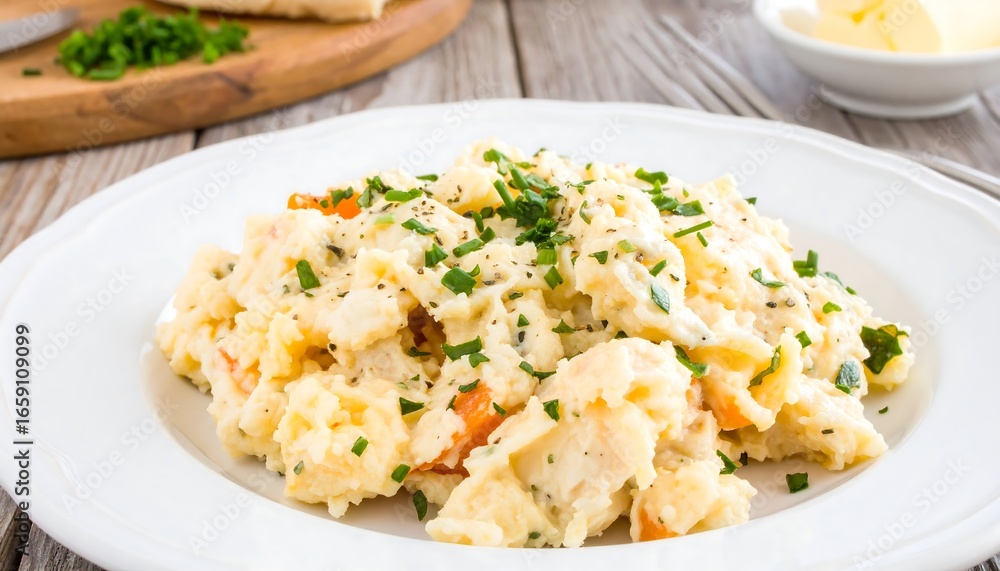 Creamy pasta dish on a plate Creamy pasta dish on a plate