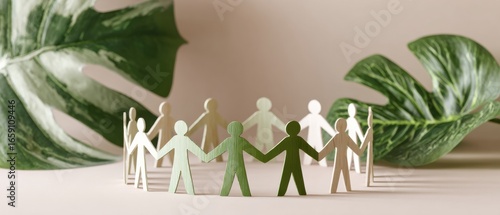 Wallpaper Mural Premium Professional Teamwork Concept with Trust Foundation Paper Cutout Figures in Connected Circle for Modern Corporate Marketing and Social Media Content Torontodigital.ca