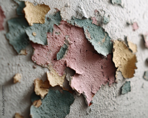 Professional high-quality textured wall with peeling paint and historic layers for restoration and renovation marketing content with authentic vintage charm
