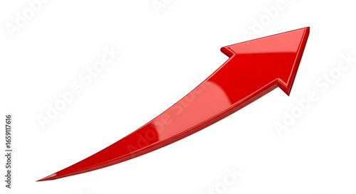 Red arrow pointing upward indicating growth and success ahead on transparent background