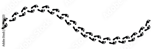 Barefoot footprint trail isolated on transparent background. Minimalist vector path symbolizing journey and freedom. Organic natural design for logos, eco-friendly brands, and adventure themes.