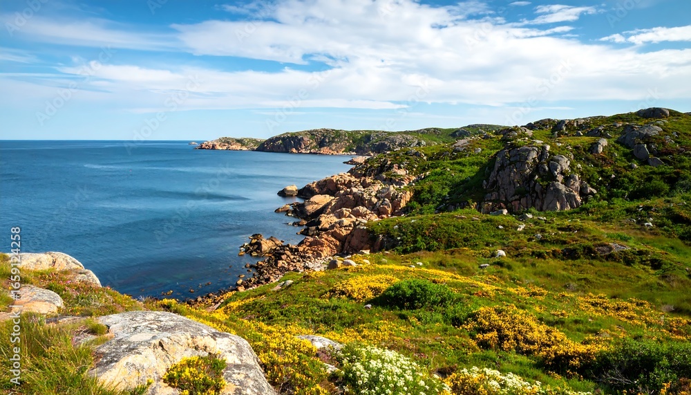 Fototapeta premium Coastal landscape with vibrant vegetation