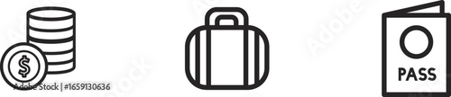 Simple Black and White Duffel Bag Icon for Travel and Gym Use