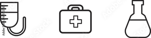Simple Black and White First Aid Kit Icon for Medical Emergency