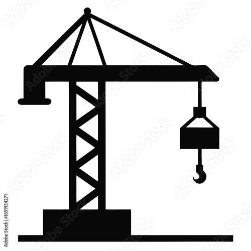 Black silhouette of a construction crane vector