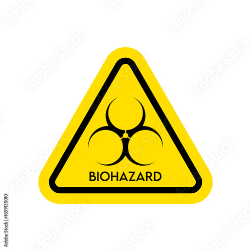 Biohazard warning triangle sign template, Biological warfare symbol icon vector