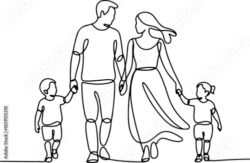 a happy family consisting of two parents and two young children