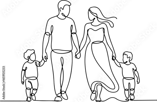 a happy family consisting of two parents and two young children