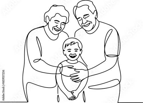 a joyful moment shared between grandparents and their grandchild 