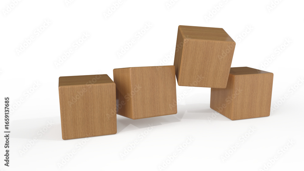 Obraz premium Perspective view of wooden cubes flipped over