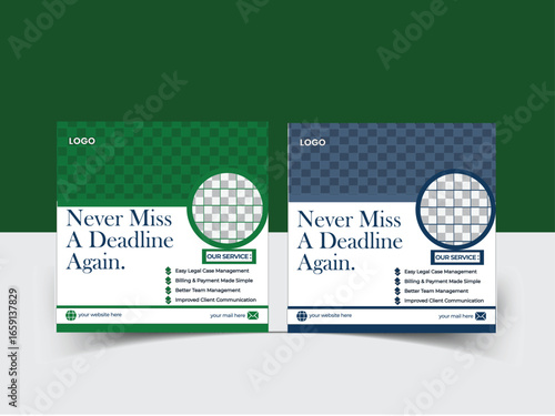 Law and Justice Concept Template Layout Design. Modern social midea post design.