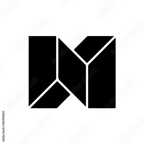 Bold geometric logo design for modern brand identity, dynamic shape, minimalist style, vector origin