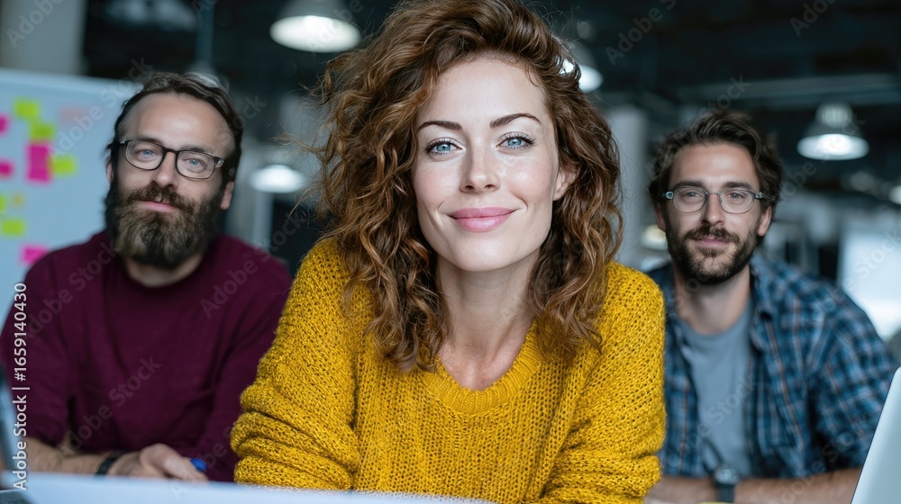 Fototapeta premium Confident Diverse Team Collaborating in Modern Office Environment