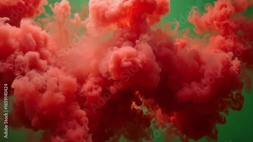Red Smoke Spreading, Green Screen