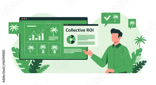 Tropical business presentation showcasing collective return on investment
