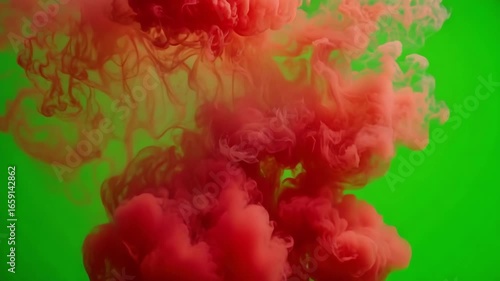 Red Smoke Spreading, Green Screen
