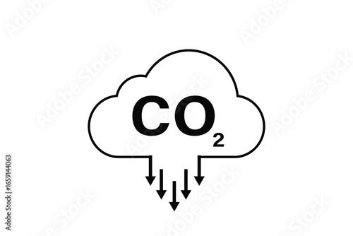 Low carbon dioxide icon. CO2 reduction icon design. Reduce carbon dioxide co2 icon. 