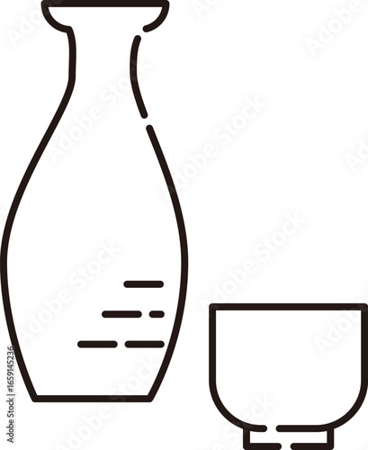 お猪口と徳利の日本酒ベクターイラスト