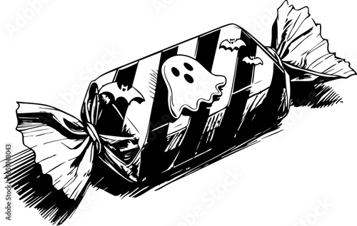 Halloween candy treats ghostly designs spooky atmosphere close-up sweet delights for halloween celebrations