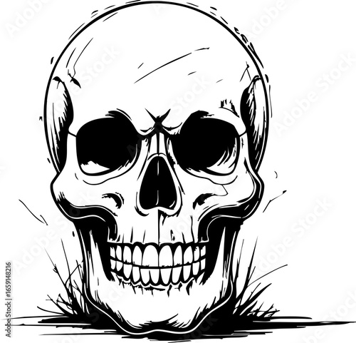Mysterious skull discovery archaeological site digital art dark environment close-up view unearthing secrets of the past for seo impact