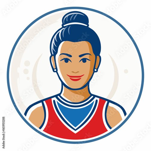 Illustration of a determined woman with her hair in a bun, wearing a sports singlet