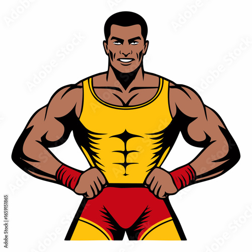 Retro Wrestler Illustration Vector Art of a Firefly Era Muscle Man