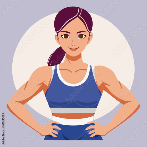 Strong and Confident Woman Firefly Simple Vector for Fitness and Wellness Programs