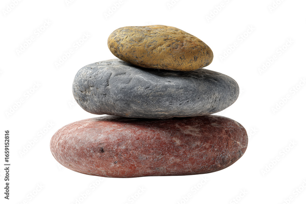 Stacked smooth river stones in red gray and yellow colors isolated on a transparent background rock balance Stacked smooth river stones in red gray and yellow colors isolated on a transparent background rock balance