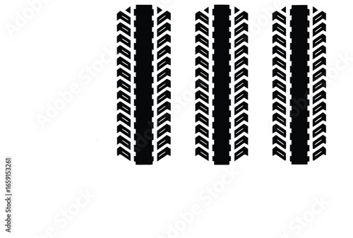 Black Tire Track Vector Design Bold Wheel Tread Print Icon Set