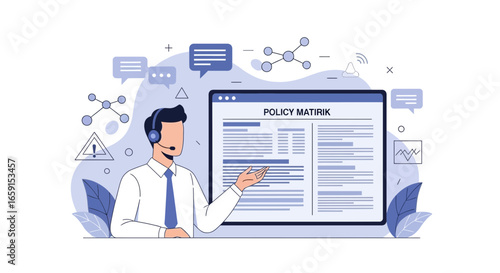 Customer support specialist explaining insurance policy details online webinar