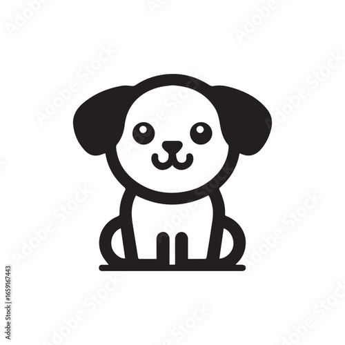 cute dog animal silhouette with white background