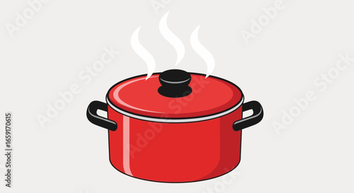 Steaming Cooking Pot Illustration for Culinary and Kitchen Use